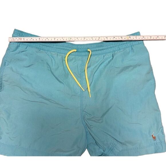 Polo Ralph Lauren Men's Aqua Blue Solid Traveler 5.5" Swim Trunks Sz M - Picture 9 of 9